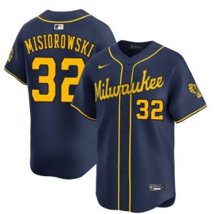 Milwaukee Brewers #32 Jacob Misiorowski Navy Alternate Limited Stitched Jersey