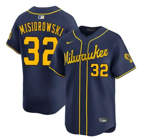Milwaukee Brewers #32 Jacob Misiorowski Navy Alternate Limited Stitched Jersey