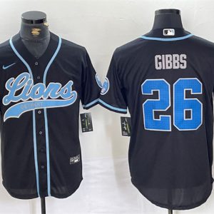 Detroit Lions #26 Jahmyr Gibbs Black Cool Base Stitched Jersey