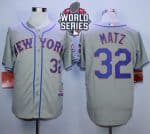 Mets #32 Steven Matz Grey Road Cool Base W 2015 World Series Patch Stitched Jersey