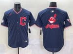 Cleveland Guardians Team Big Logo Navy 2025 Alternate Limited Stitched Jersey