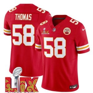 Kansas City Chiefs #58 Derrick Thomas Red 2025 F.U.S.E. Super Bowl LIX Patch Vapor Untouchable Limited Stitched Jersey