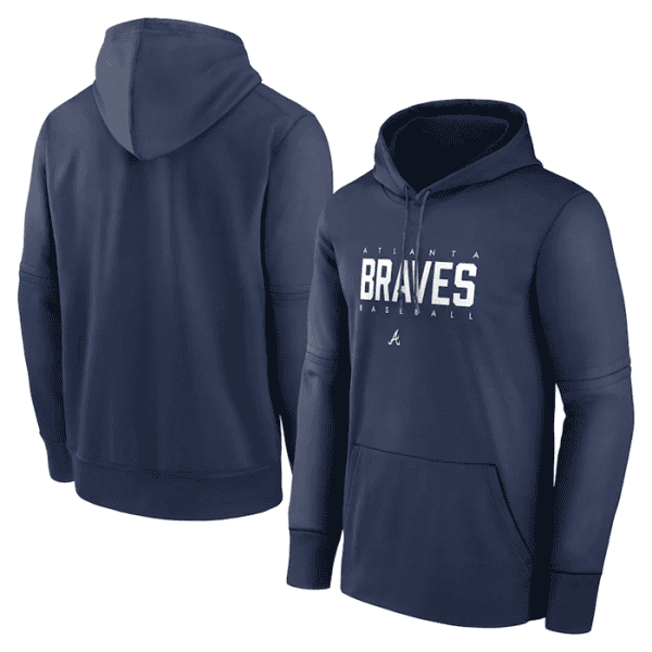 Atlanta Braves Navy Pregame Performance Pullover Hoodie