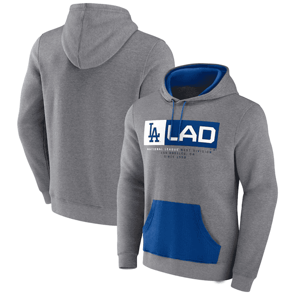 Los Angeles Dodgers Heathered Gray Iconic Steppin Up Fleece Pullover Hoodie