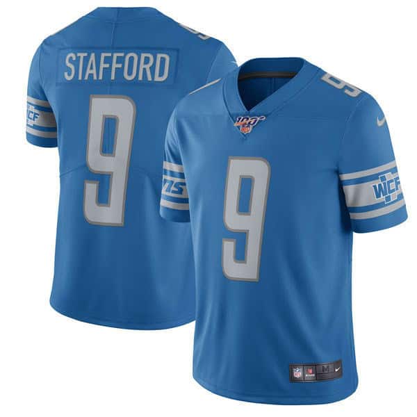 Detroit Lions 100th #9 Matthew Stafford Nike Blue Vapor Untouchable Limited Stitched Jersey