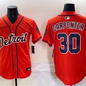 Detroit Tigers #30 Kerry Carpenter Orange With Patch Vapor Premier Limited Stitched Jersey