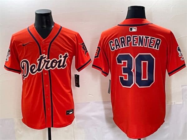 Detroit Tigers #30 Kerry Carpenter Orange With Patch Vapor Premier Limited Stitched Jersey