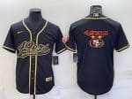 San Francisco 49ers Black Gold Team Big Logo With Patch Cool Base Stitched Baseball Jersey