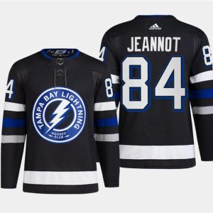 Tampa Bay Lightning #84 Tanner Jeannot Black Alternate Premier Breakaway Stitched Jersey