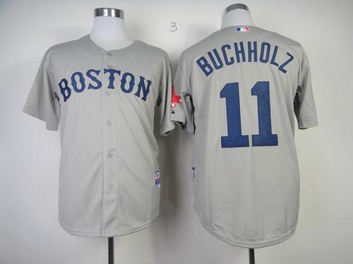 Red Sox #11 Clay Buchholz Grey Cool Base Stitched Jersey