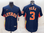 Houston Astros #3 Jeremy PeNa Navy With Patch Cool Base Stitched Jersey