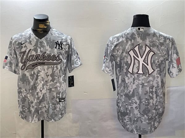 New York Yankees Team Big Logo 2024 Arctic Camo Stitched Jersey