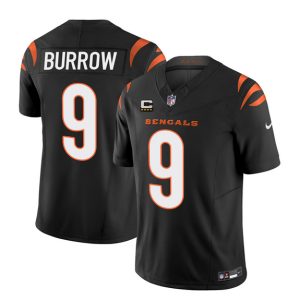 Cincinnati Bengals #9 Joe Burrow Black 2023 F.U.S.E. With 4-Star C Patch Vapor Untouchable Limited Stitched Jersey