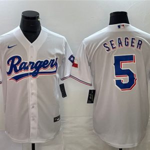 Texas Rangers #5 Corey Seager White Cool Base Stitched Jersey