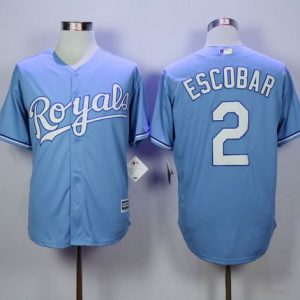 Royals #2 Alcides Escobar Light Blue Alternate 1 New Cool Base Stitched Jersey