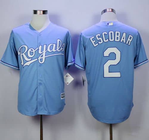 Royals #2 Alcides Escobar Light Blue Alternate 1 New Cool Base Stitched Jersey