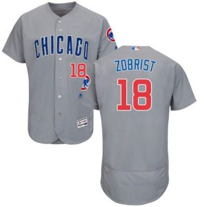 Cubs #18 Ben Zobrist Grey Flexbase Authentic Collection Road Stitched Jersey