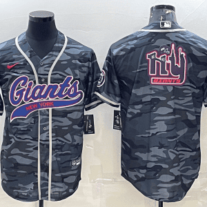 New York Giants Grey Camo Team Big Logo With Patch Cool Base Stitched Baseball Jersey