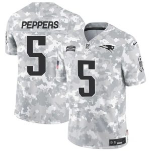 New England Patriots #5 Jabrill Peppers 2024 F.U.S.E. Arctic Camo Salute To Service Limited Stitched Jersey