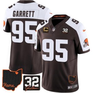 Cleveland Browns #95 Myles Garrett Brown Alternate 2025 F.U.S.E. 4-Star C Patch With Jim Brown Memorial Home Patch Vapor Limited Football Stitched Jersey