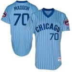 Cubs #70 Joe Maddon Blue(White Strip) Cooperstown Throwback Stitched Jersey