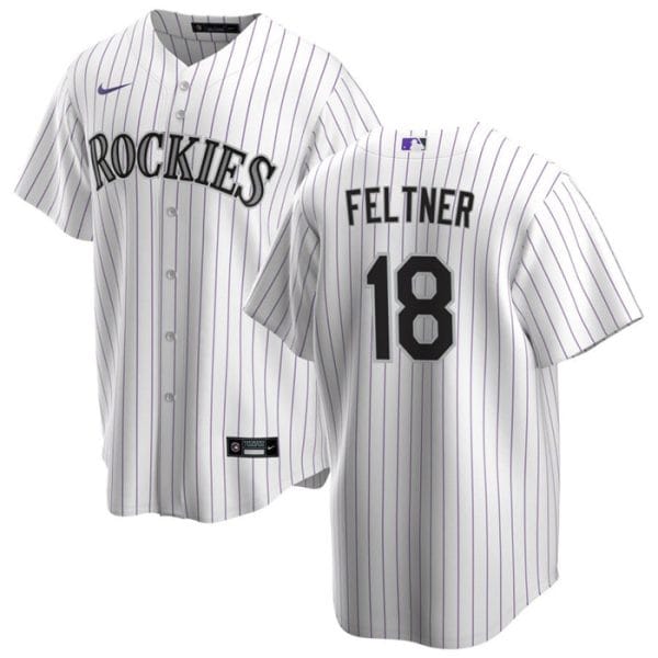 Colorado Rockies #18 Ryan Feltner White Stitched Jersey