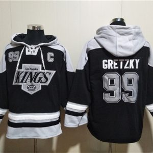 Los Angeles Kings #99 Wayne Gretzky Black Ageless Must-Have Lace-Up Pullover Hoodie