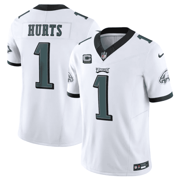 Philadelphia Eagles #1 Jalen Hurts White 2023 F.U.S.E. With C Patch Vapor Untouchable Limited Stitched Jersey
