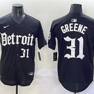 Detroit Tigers #31 Riley Greene Black 'Motor Gothic Edition' Vapor Premier Limited Stitched Jersey