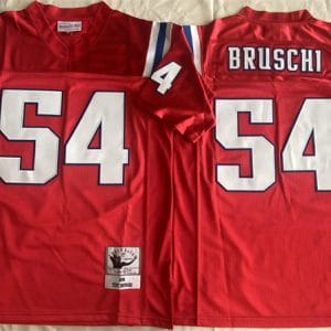 New England Patriots #54 Tedy Bruschi Red Throwback Stitched Football Jersey