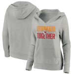 Kansas City Chiefs Heather Gray Stronger Together Crossover Neck Pullover Hoodie(Run Small)