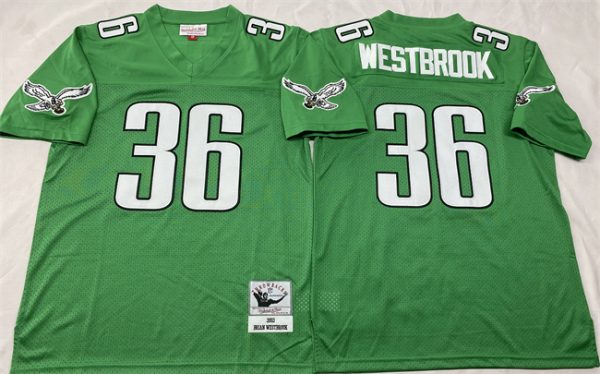 Philadelphia Eagles #36 Brian Westbrook Kelly Green Throwback Stitched Football Jersey