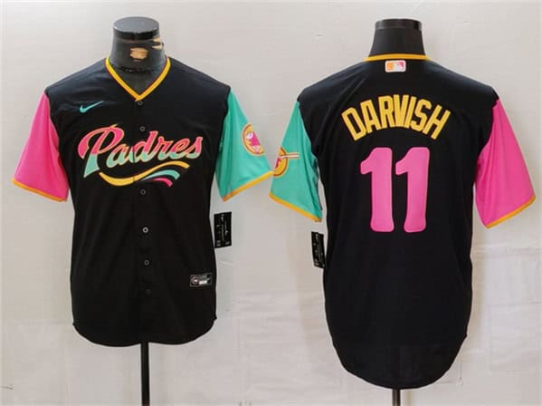 San Diego Padres #11 Yu Darvish Black City Connect Cool Base Stitched Jersey