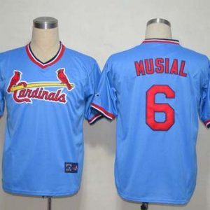Mitchell And Ness Cardinals #6 Stan Musial Light Blue Throwback Stitched Jersey