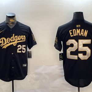 Los Angeles Dodgers #25 Tommy Edman Black Gold Limited Stitched Jersey