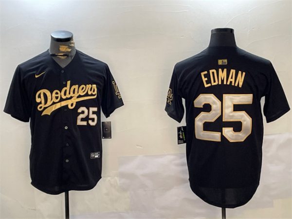 Los Angeles Dodgers #25 Tommy Edman Black Gold Limited Stitched Jersey