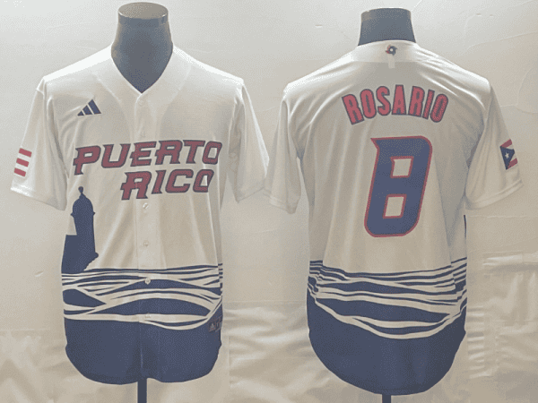 Puerto Rico #8 Eddie Rosario 2023 White World Classic Stitched Jersey