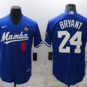 Los Angeles Dodgers Front #8 Back #24 Kobe Bryant Royal 'Mamba' Throwback With KB Patch Cool Base Stitched Jersey