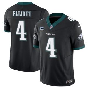 Philadelphia Eagles #4 Jake Elliott Black 2025 F.U.S.E. With 4-Star C Patch Vapor Untouchable Limited Throwback Stitched Jersey