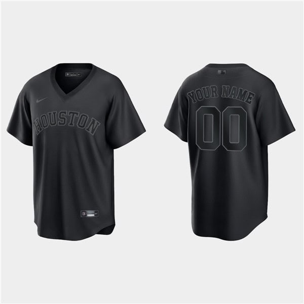 Houston Astros Customized Custom Black Pitch Black Fashion Replica Stitched Jersey