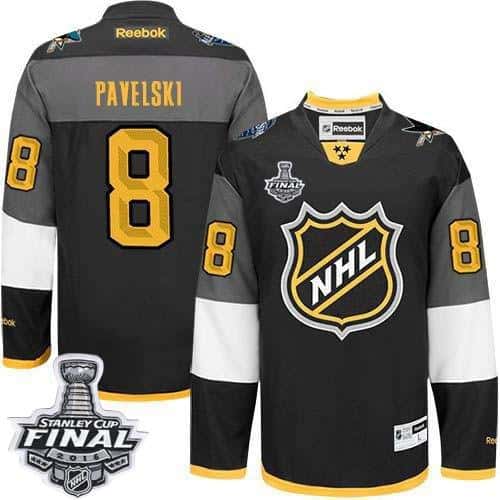 Sharks #8 Joe Pavelski Black 2016 All Star Stanley Cup Final Patch Stitched Jersey