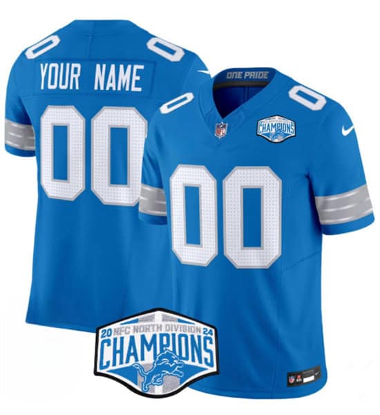 Detroit Lions Custom Blue 2024 NFC North Champions F.U.S.E. Vapor Limited Stitched Jersey