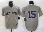New York Yankees #15 Thurman Munson Gray Cool Base Stitched Jersey