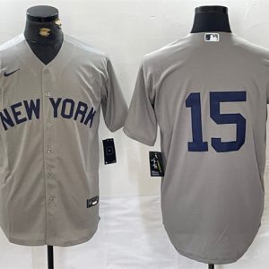 New York Yankees #15 Thurman Munson Gray Cool Base Stitched Jersey