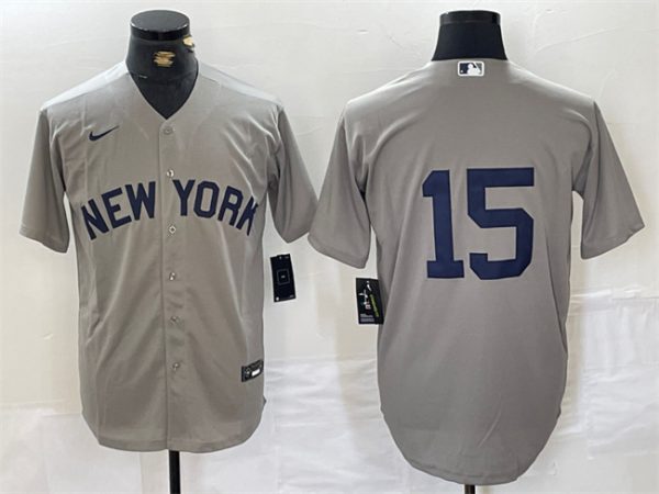 New York Yankees #15 Thurman Munson Gray Cool Base Stitched Jersey