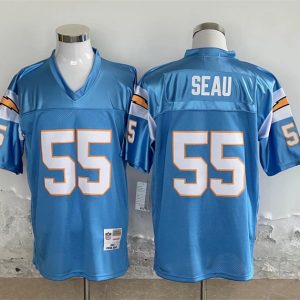 Los Angeles Chargers #55 Junior Seau Blue Throwback Stitched Jersey