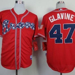 Braves #47 Tom Glavine Red Cool Base Stitched Jersey