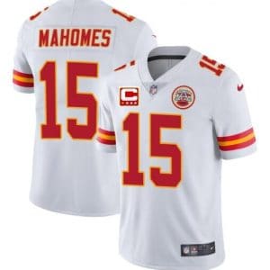 Kansas City Chiefs #15 Patrick Mahomes White With C Patch Limited Stitched Jersey
