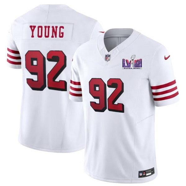 San Francisco 49ers #92 Chase Young White 2023 F.U.S.E. NFC West Champions Patch Alternate Stitched Jersey