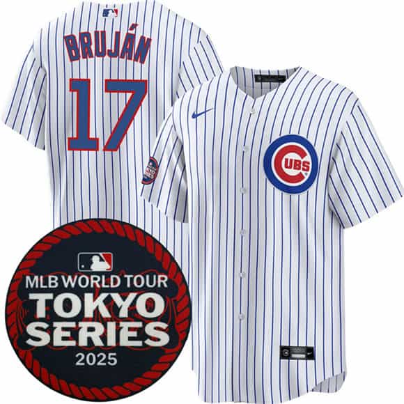 Chicago Cubs #17 Vidal Bruj¨¢n White 2025 World Tour: Tokyo Series Home Stitched Jersey